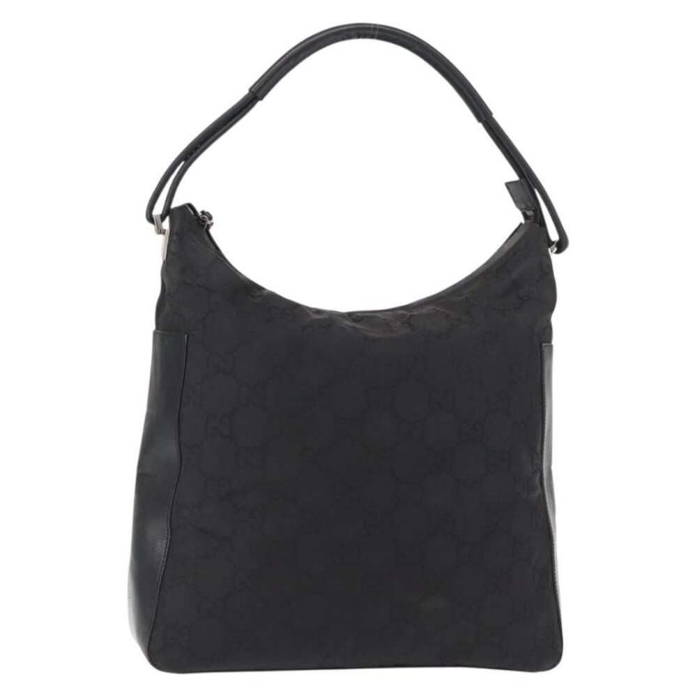Authentic GUCCI GG Canvas Shoulder Bag Nylon Black Silver 001 3770
